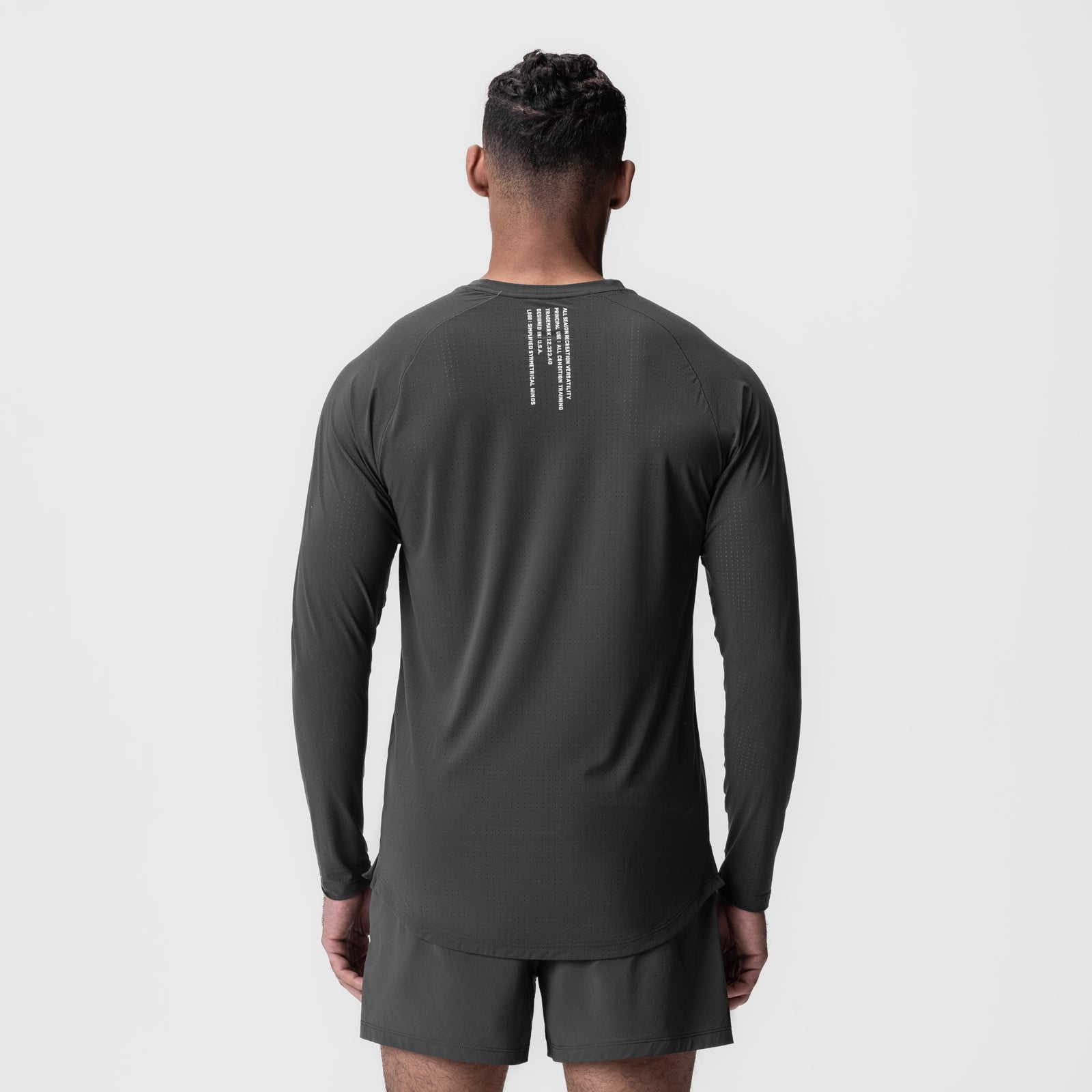 Laser-Vent™ Established Long Sleeve in space grey, back view on model