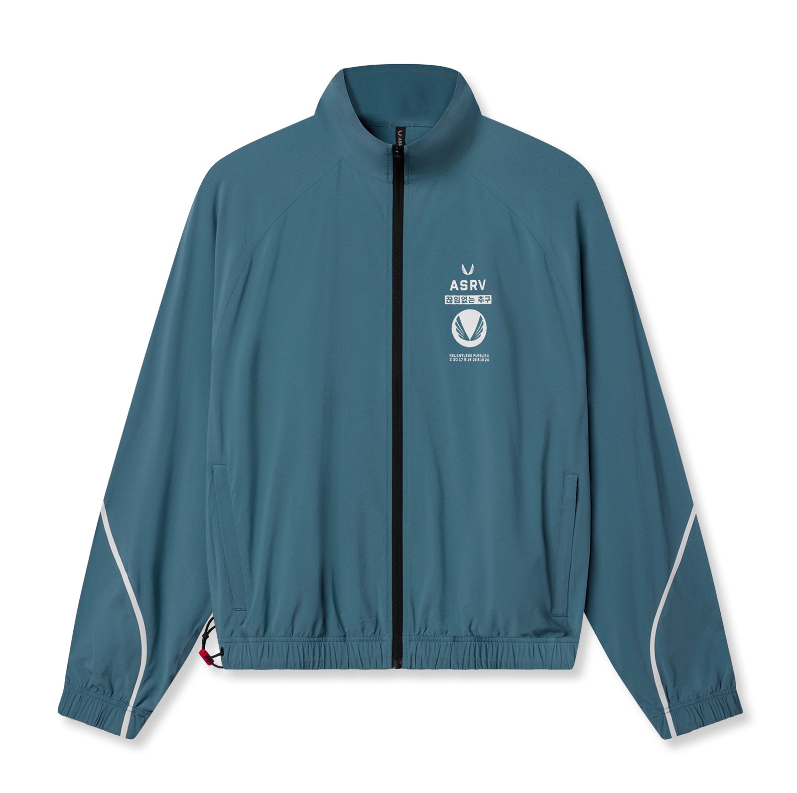 flatlay Aerotex Track Jacket in storm blue, front view
