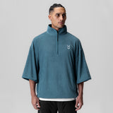 1057. Towel Terry Quarter Zip Oversized Tee - Storm