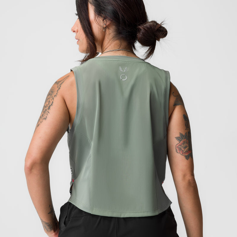 ASRV x Equinox AeroSilver® Cropped Training Tank - Sage