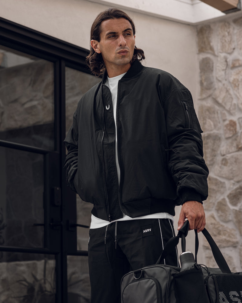 1003. Sherpa-Lined Insulated Bomber Jacket - Black