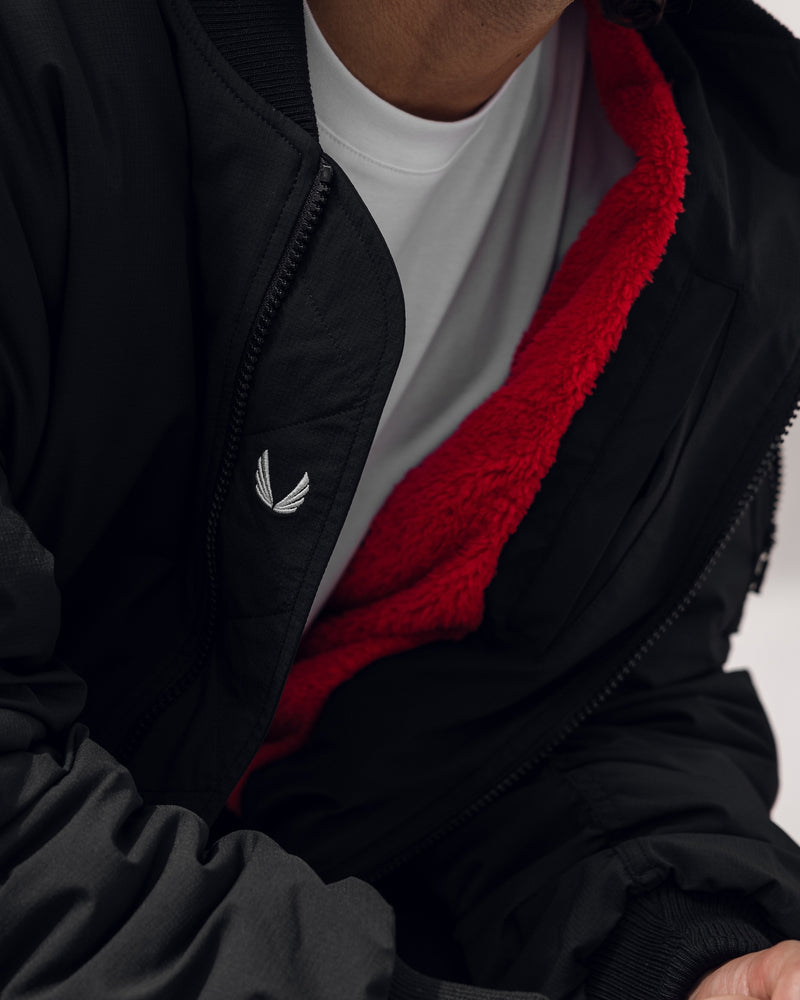 1003. Sherpa-Lined Insulated Bomber Jacket - Black