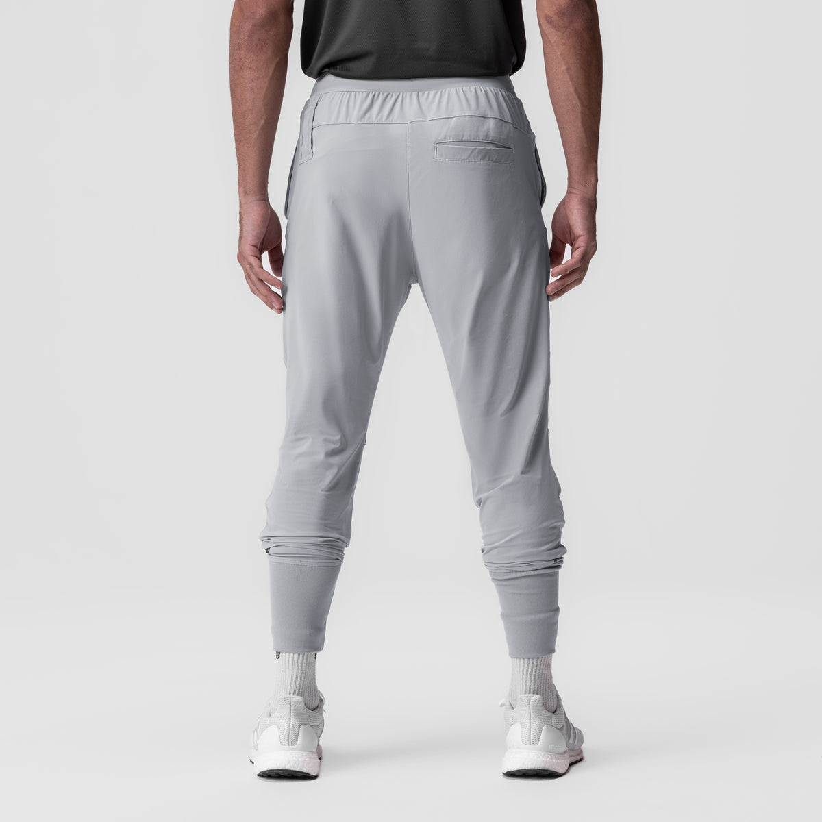 Tetra-Lite® Tech High Rib Jogger in Slate Grey, rear view on model