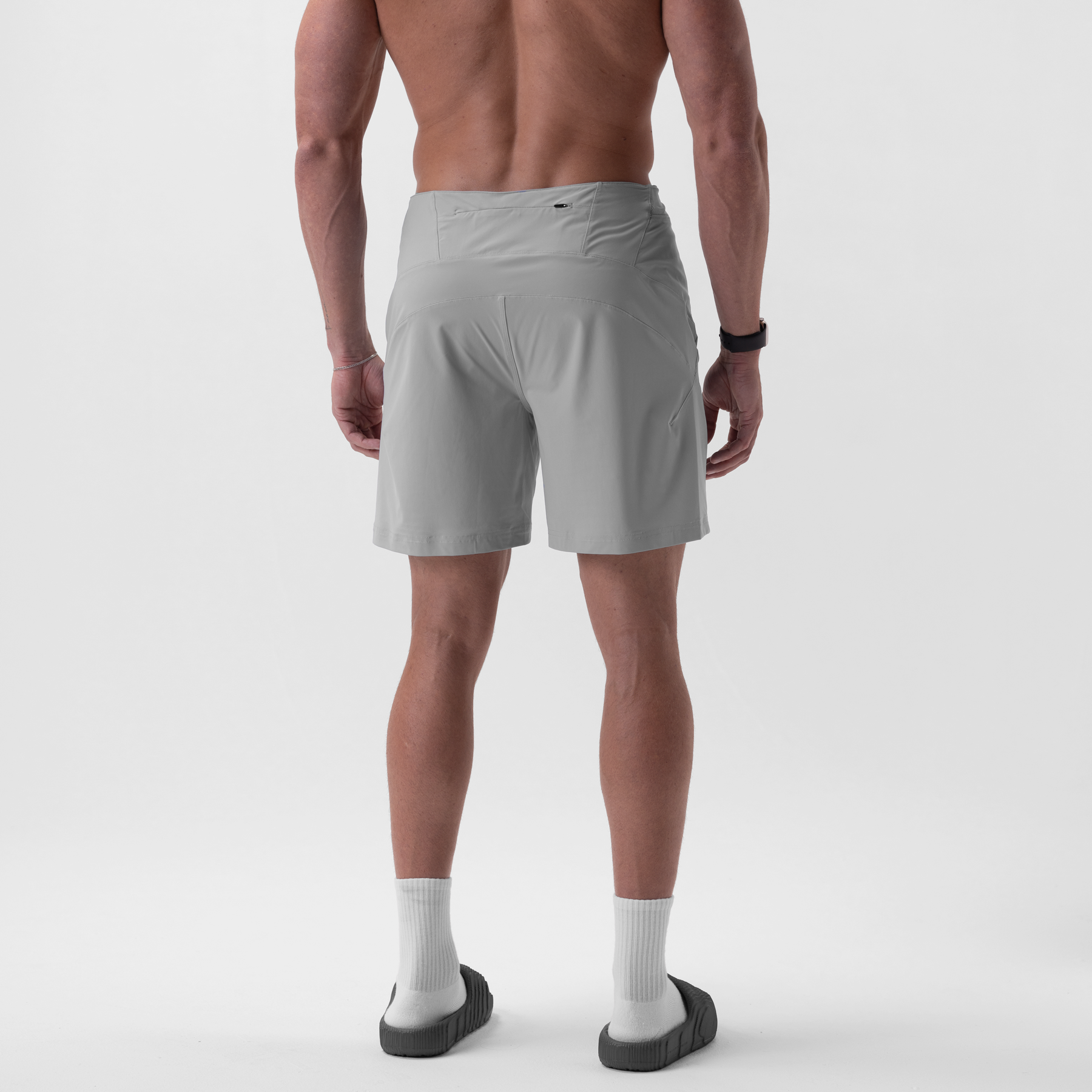Revolutional Board Short in Slate Grey, rear view on model