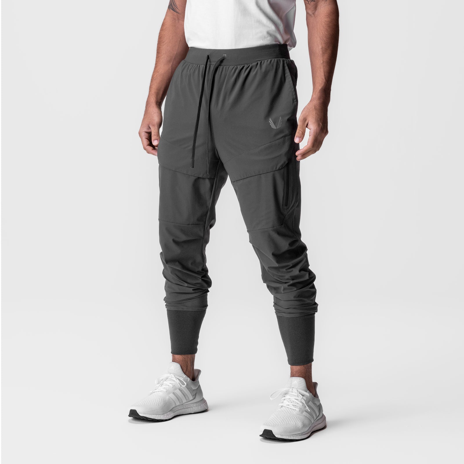 Tetra-Lite® Tech High Rib Jogger in Space Grey, worn by model with white sneakers