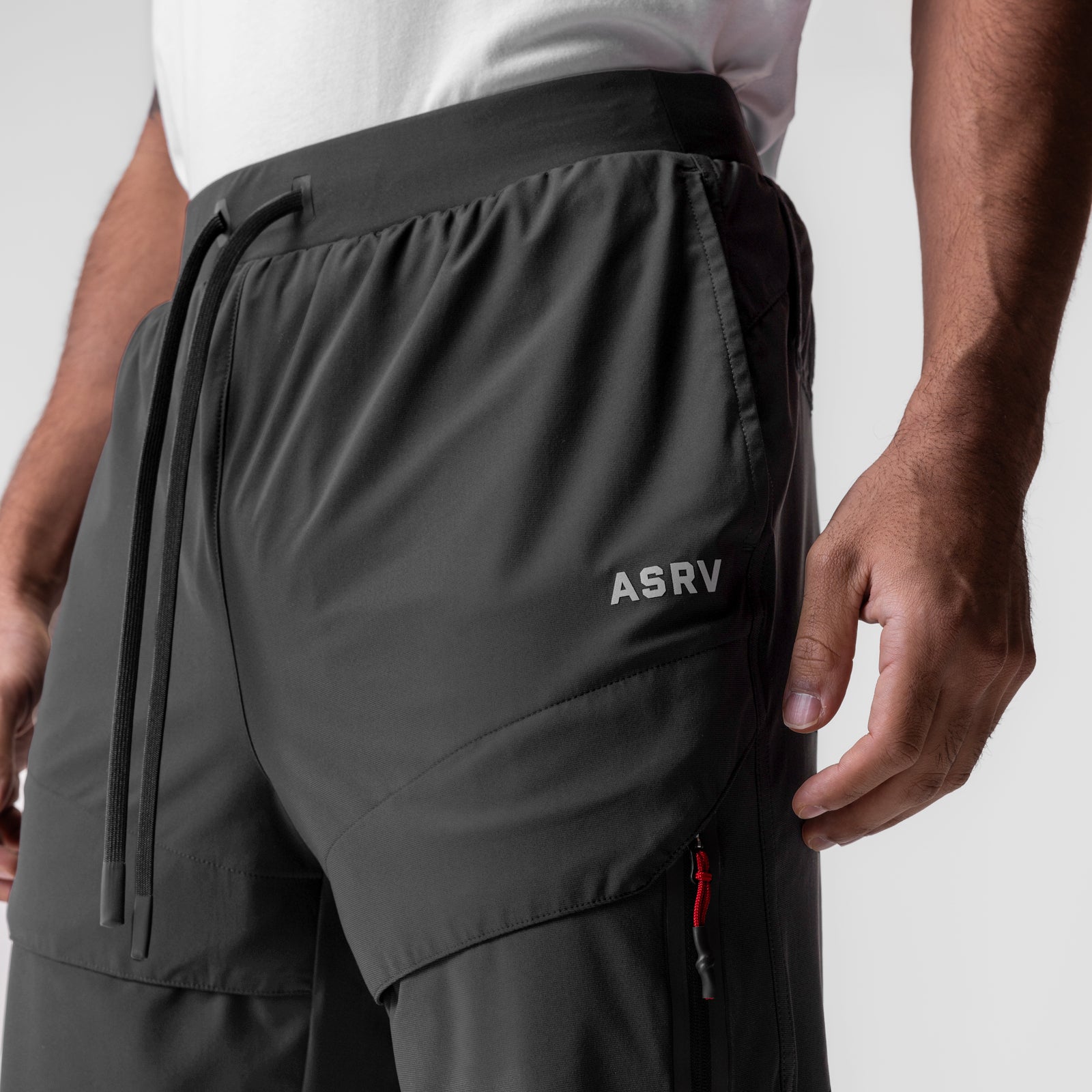 Tetra-Lite® Tech High Rib Jogger in space grey, worn by model, side view
