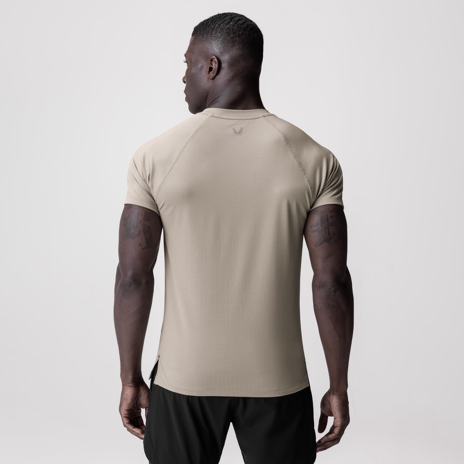 3D-Lite® 2.0 Lycra® Fitted Tee in Sand Smoke worn by model, back view