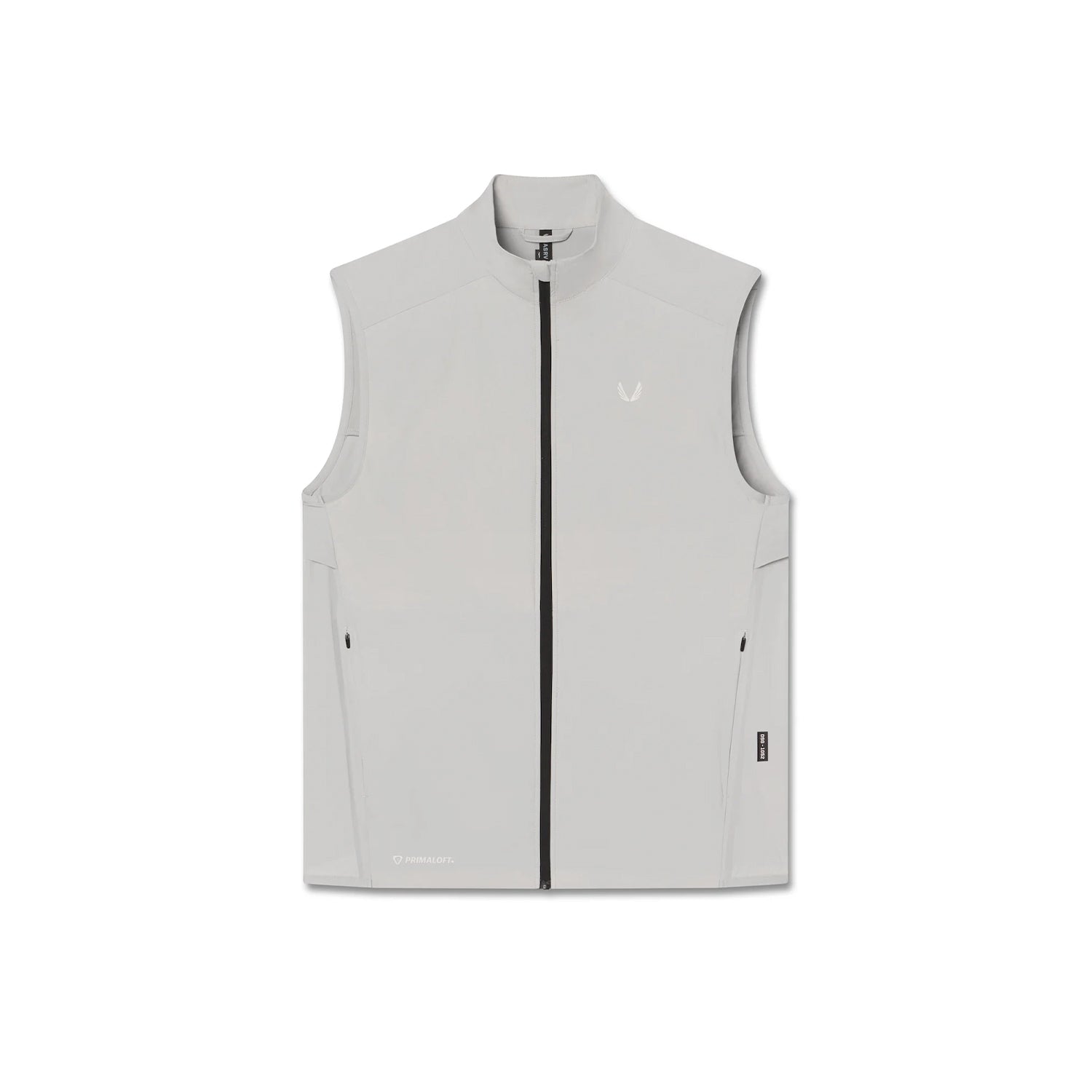 flatlay Aerotex PrimaLoft Run Vest in slate grey, front view