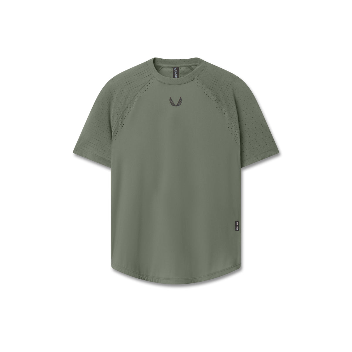 Flatlay of Laser-Vent Established Tee in sage, front view