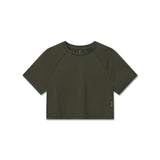 W018. AeroSilver® Cropped Tee - Olive