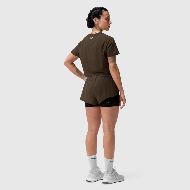 W018. AeroSilver® Cropped Tee - Dark Earth