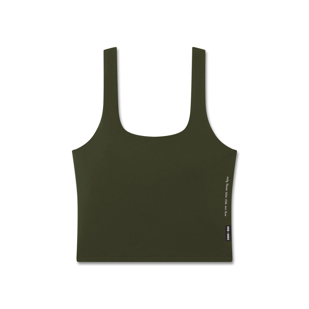 Flatlay of olive green LYCRA® 2-in-1 tank top, front view