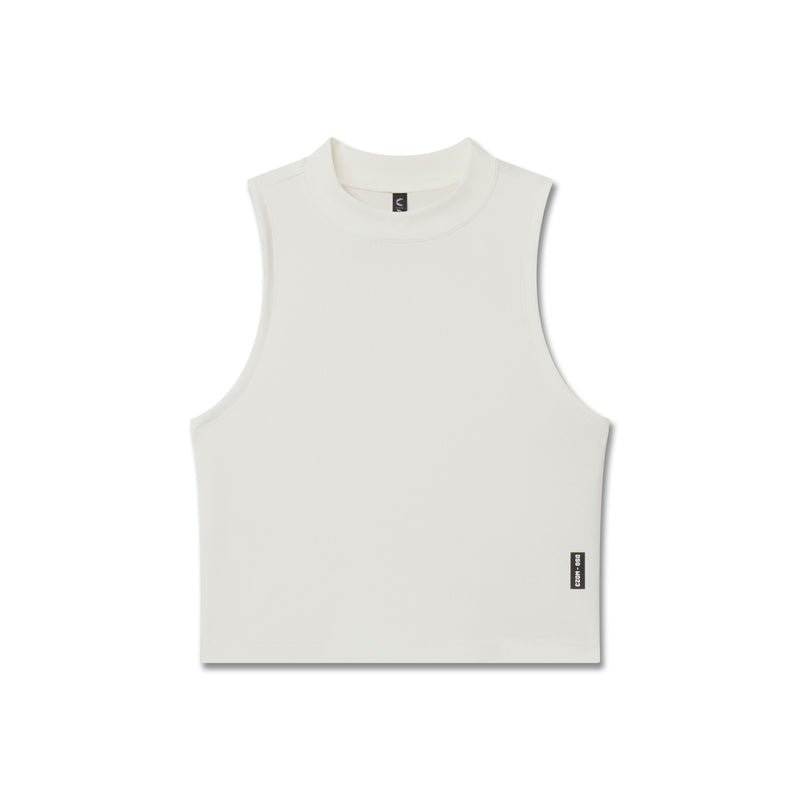W023. Lycra® Ribbed Mockneck Tank - Ivory Cream