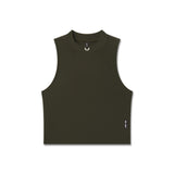 W023. Lycra® Ribbed Mockneck Tank - Olive