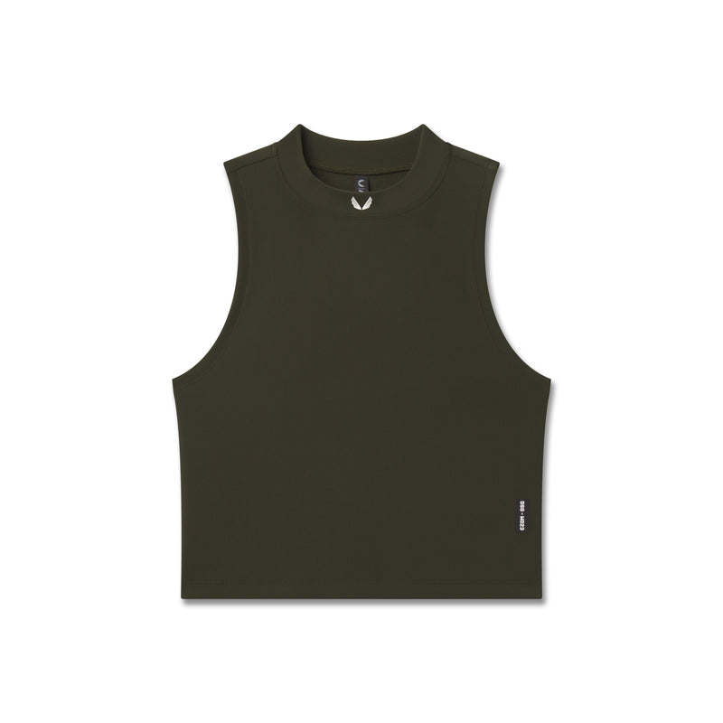 W023. Lycra® Ribbed Mockneck Tank - Olive