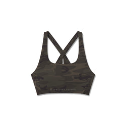 W039. Lycra® Hybrid Sports Bra - Dark Camo