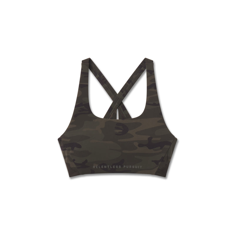 W039. Lycra® Hybrid Sports Bra - Dark Camo