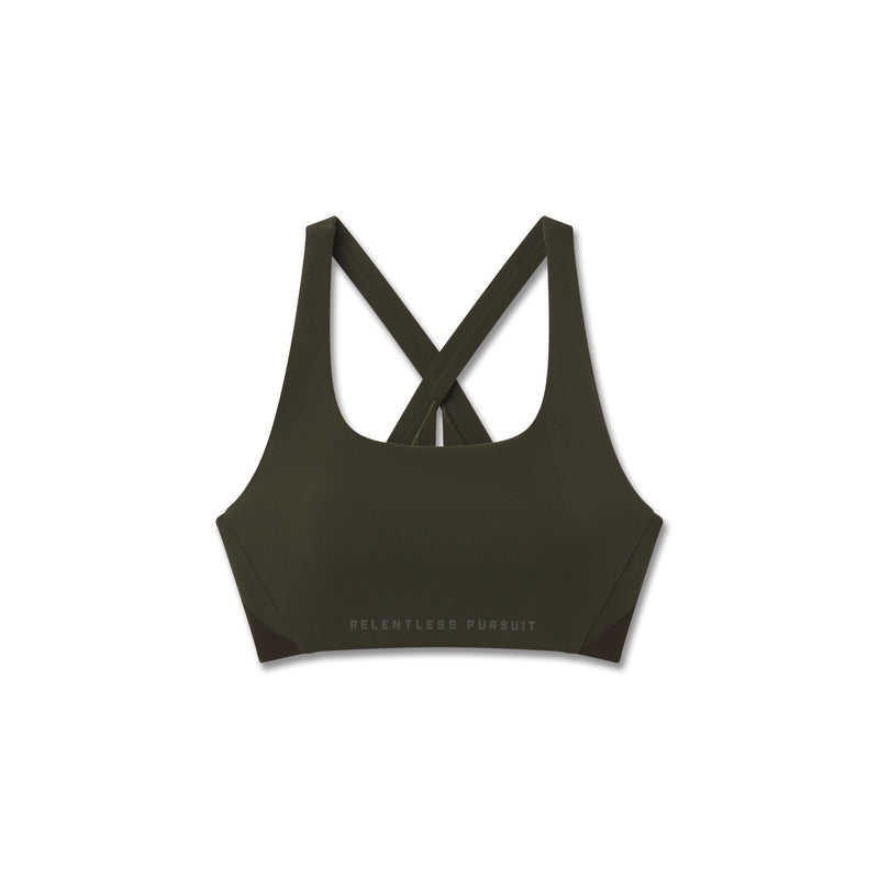 W039. Lycra® Hybrid Sports Bra - Olive
