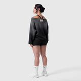 W049. Raw Hem Oversized Crewneck - Black Sun Fade