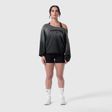 W049. Raw Hem Oversized Crewneck - Black Sun Fade