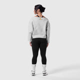 W049. Raw Hem Oversized Crewneck - Heather Grey