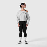 W049. Raw Hem Oversized Crewneck - Heather Grey