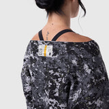 W049. Raw Hem Oversized Crewneck - Pixel Camo