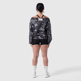W049. Raw Hem Oversized Crewneck - Pixel Camo