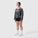 W049. Raw Hem Oversized Crewneck - Pixel Camo