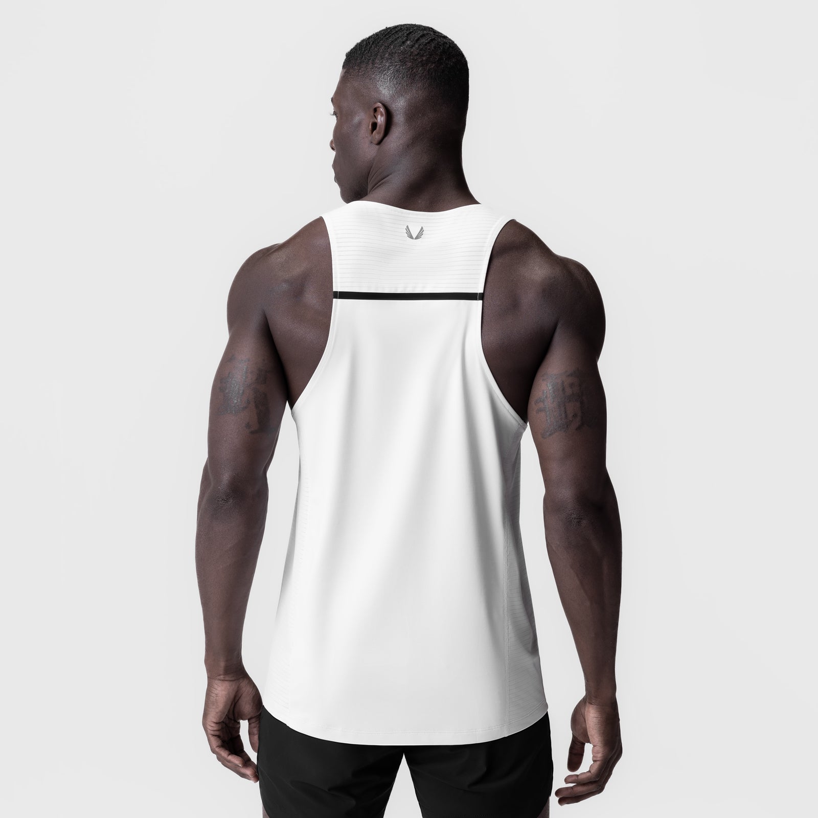 White 3D-Lite® 2.0 Lycra® Pro Singlet worn by model, back view