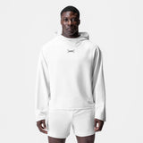 0958. Micro-Terry Raw Hem Hoodie - White