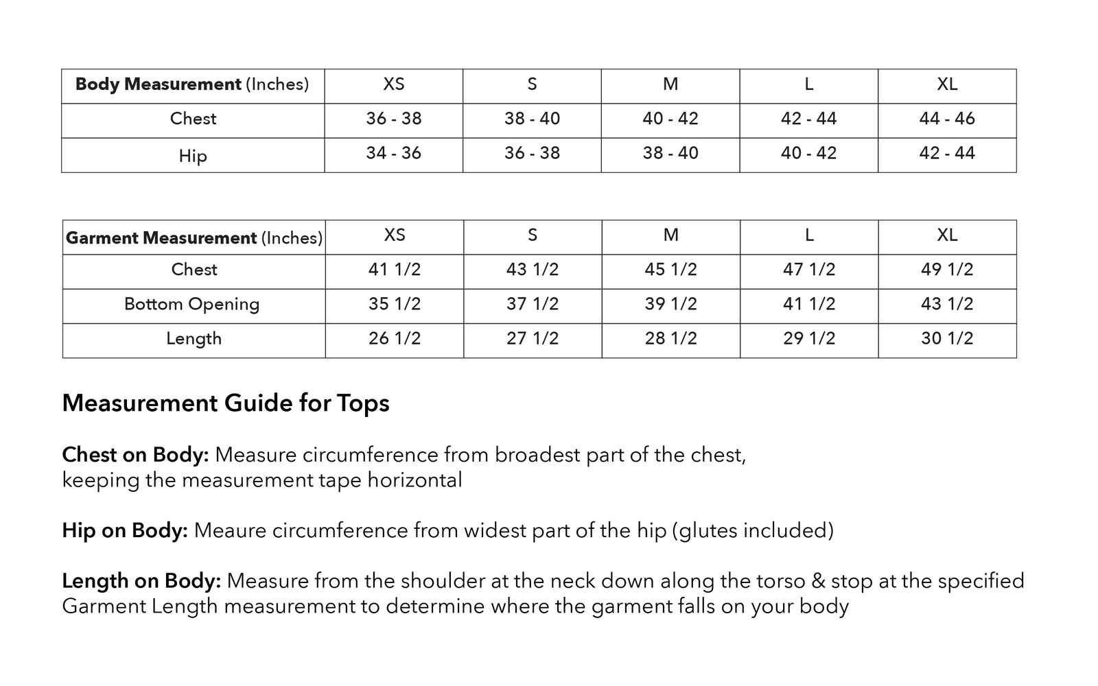 Size guide