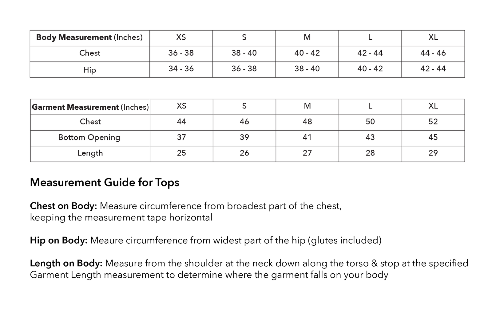 Size guide