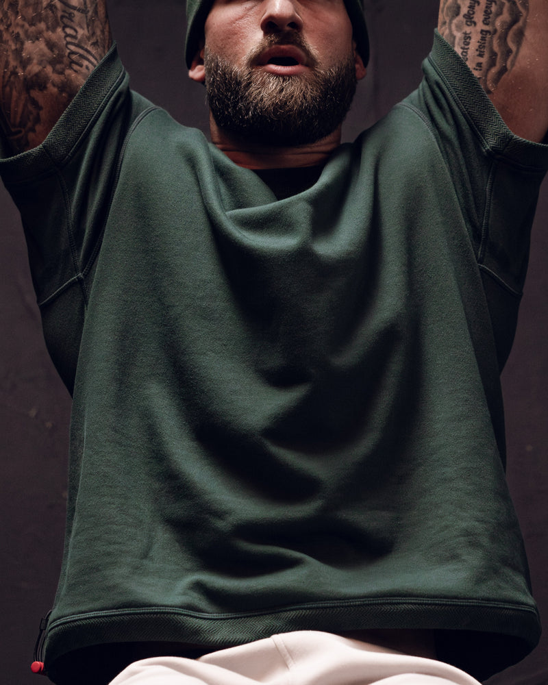 1026. Herringbone Terry Oversized Cinch Tee - Heather Grey