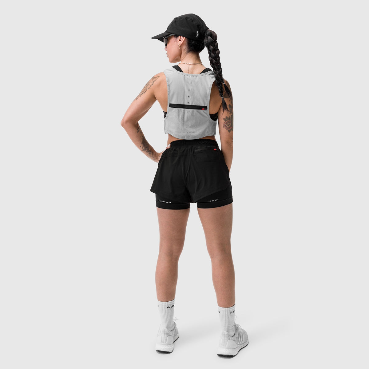 1080 Run Pack in Slate Grey, back view on model