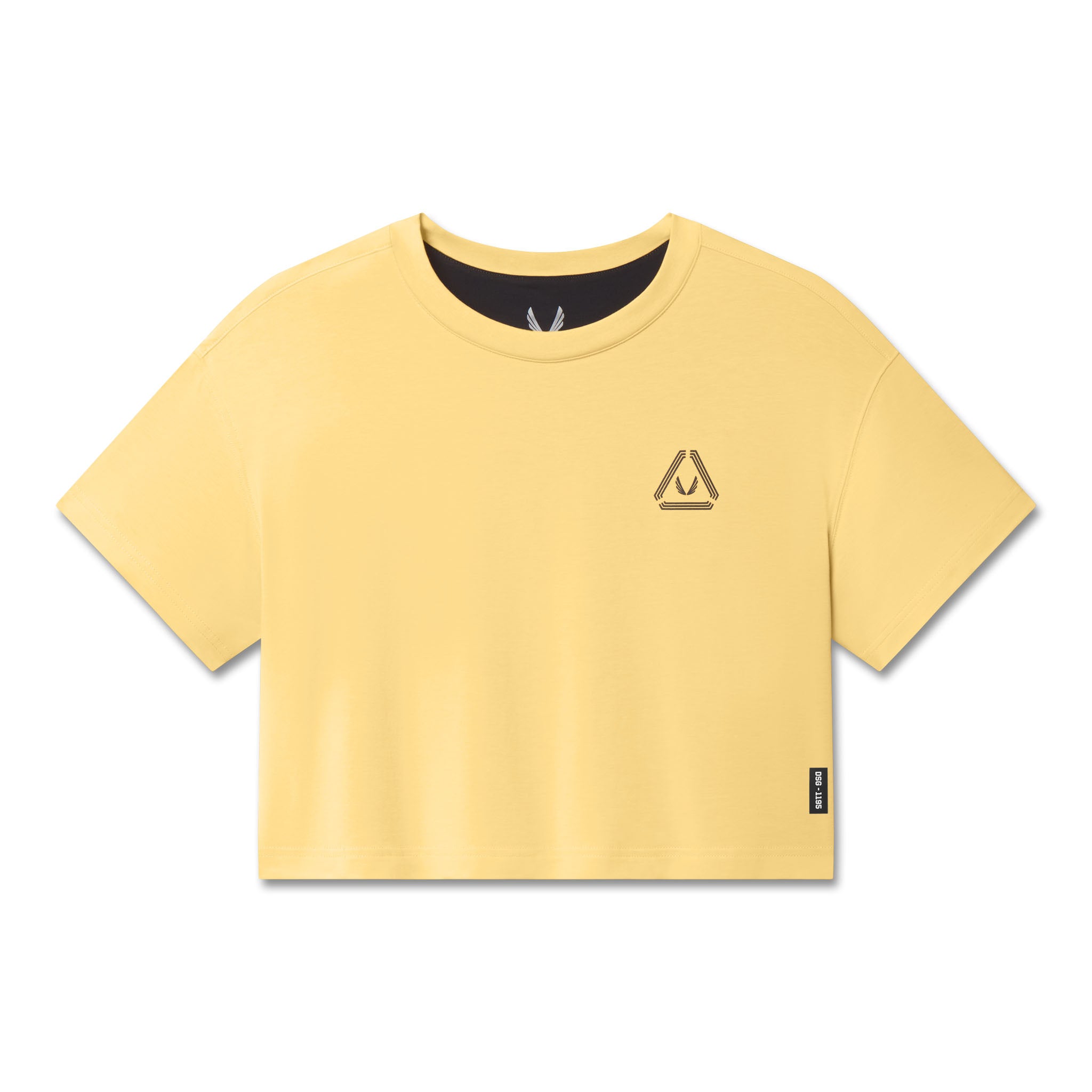 Flatlay SUPIMA® Ice-Skin™ Reversible Crop Tee in Amber, front view