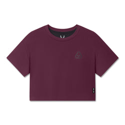 W082. SUPIMA® Ice-Skin™ Reversible Crop Tee - Merlot/Black