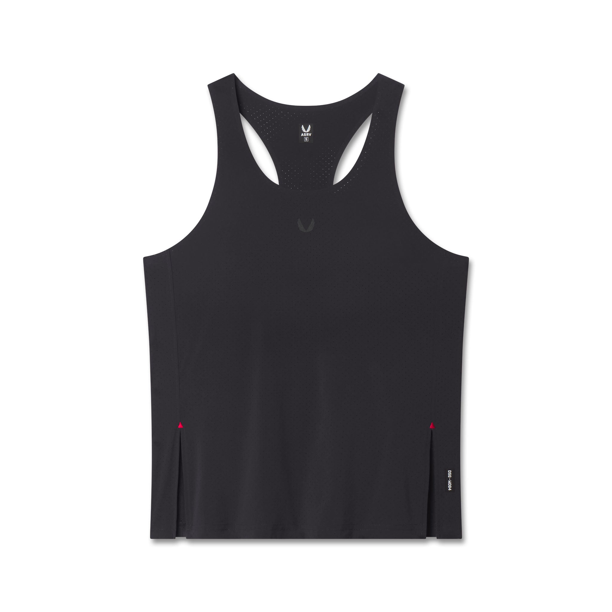 Flatlay Aerotex Perforated Run Tank in black, front view
