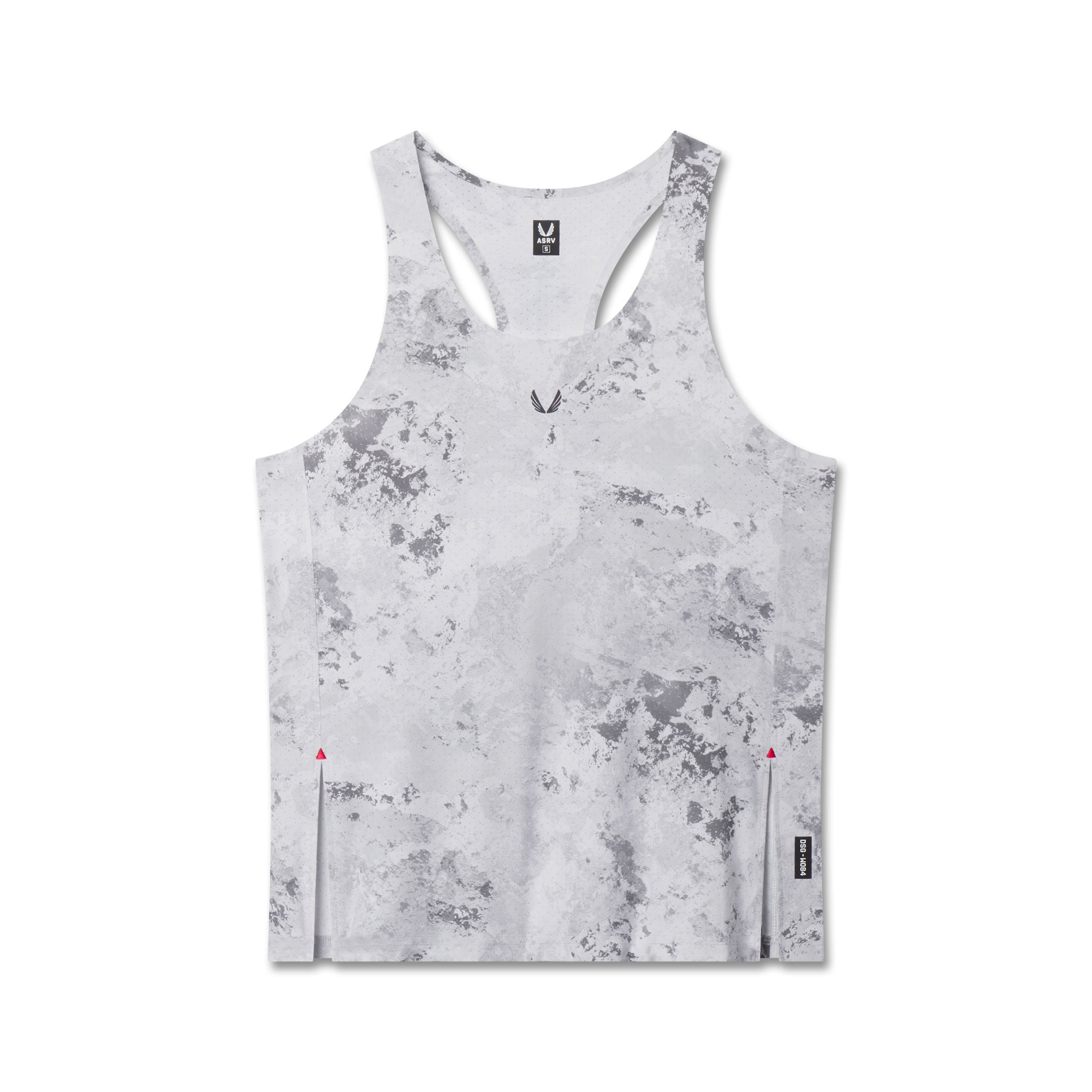 Flatlay Aerotex™ Perforated Run Tank in Sedona Snow Camo, front view