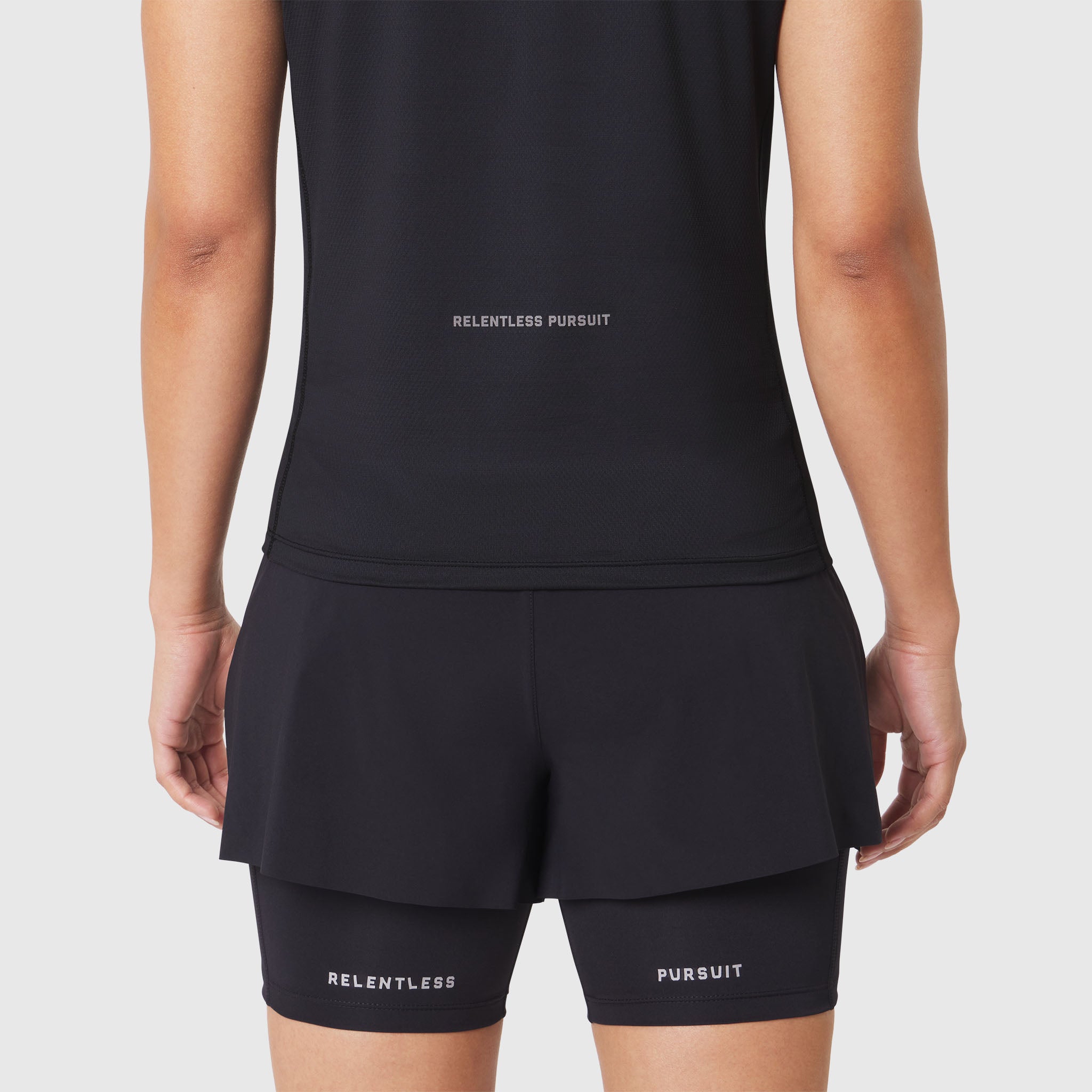 AEROSILVER® UPF50+ Run Tee in black, back view on model