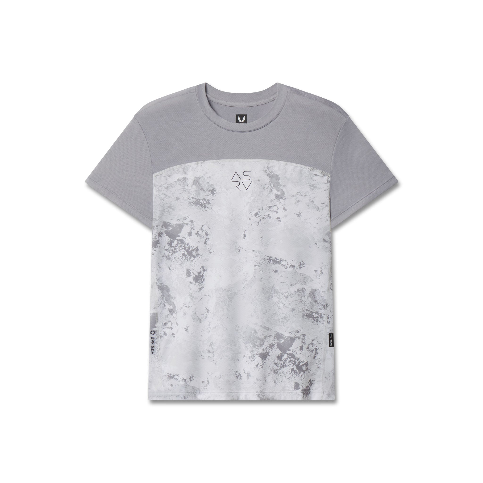 Flatlay W086 AEROSILVER® UPF50+ Run Tee in Sedona Snow Camo, front view