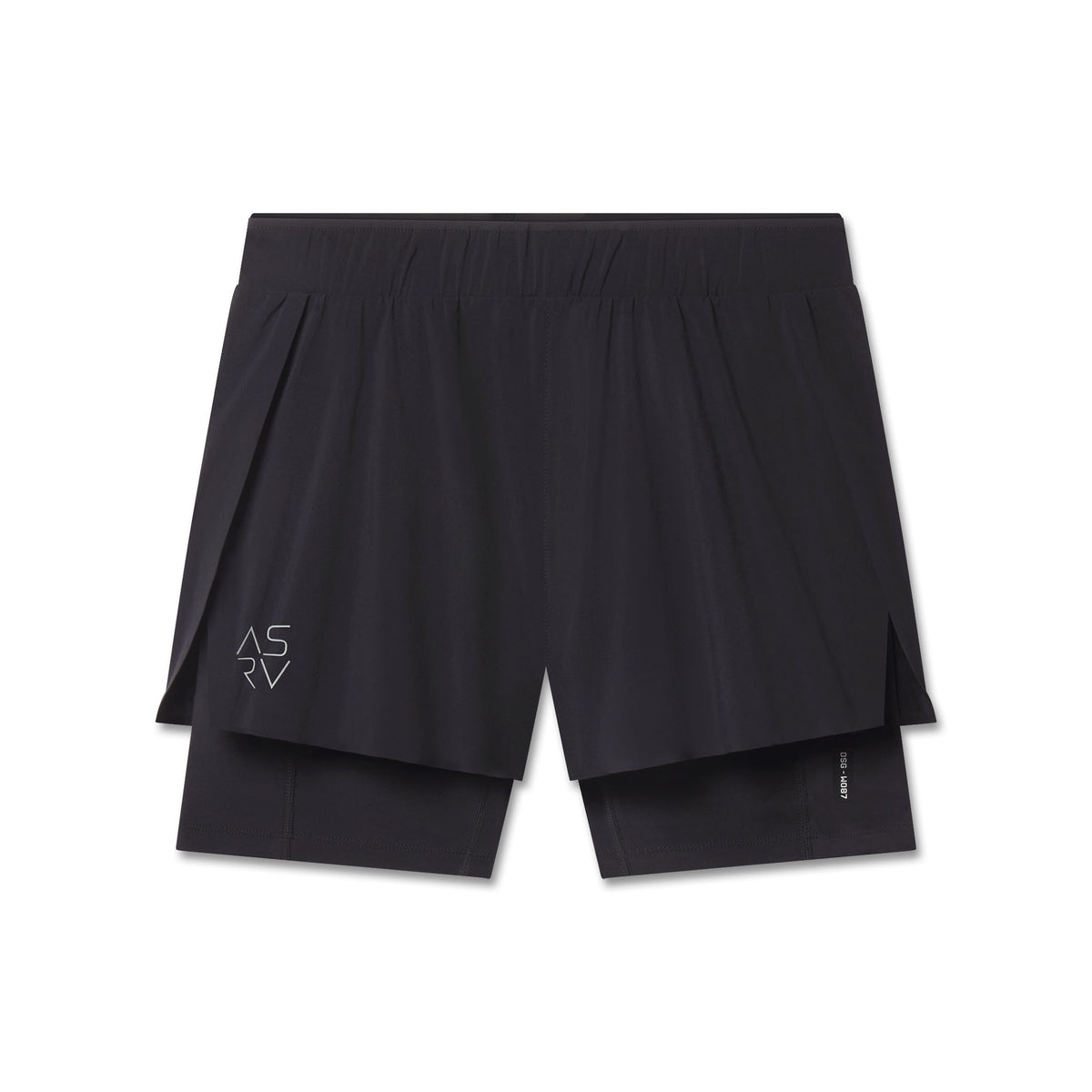 Flatlay W087 Aerotex Side Split Liner Short in black, front view