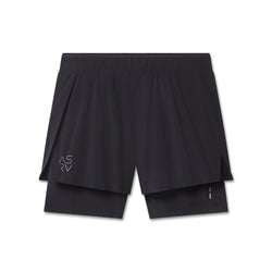 W087. Aerotex™ Side Split Liner Short - Black