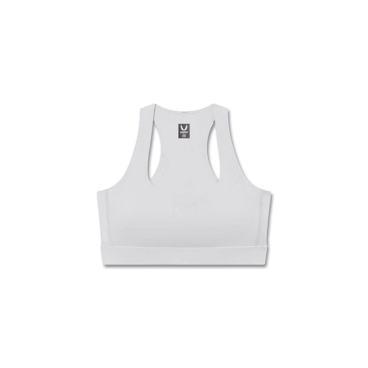Flatlay W096 LYCRA® ADAPTIV Racerback Sports Bra in slate grey, front view