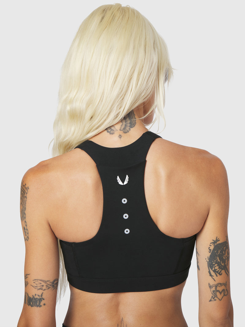 W096. LYCRA® ADAPTIV Racerback Sports Bra - Black