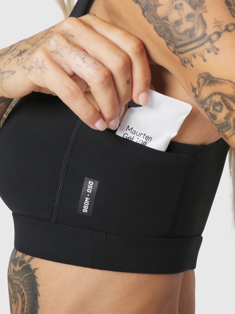 W096. LYCRA® ADAPTIV Racerback Sports Bra - Black