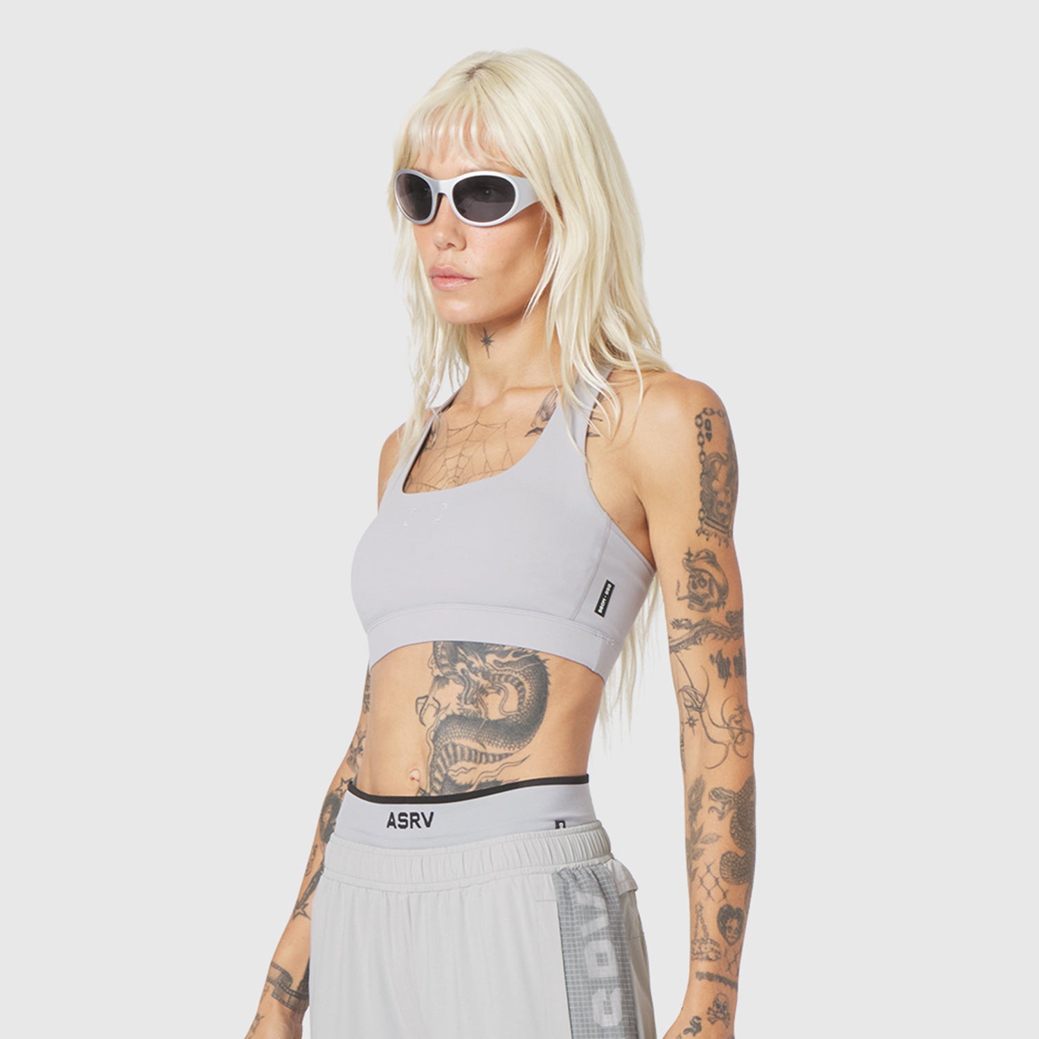 W096. LYCRA® ADAPTIV Racerback Sports Bra - Slate Grey