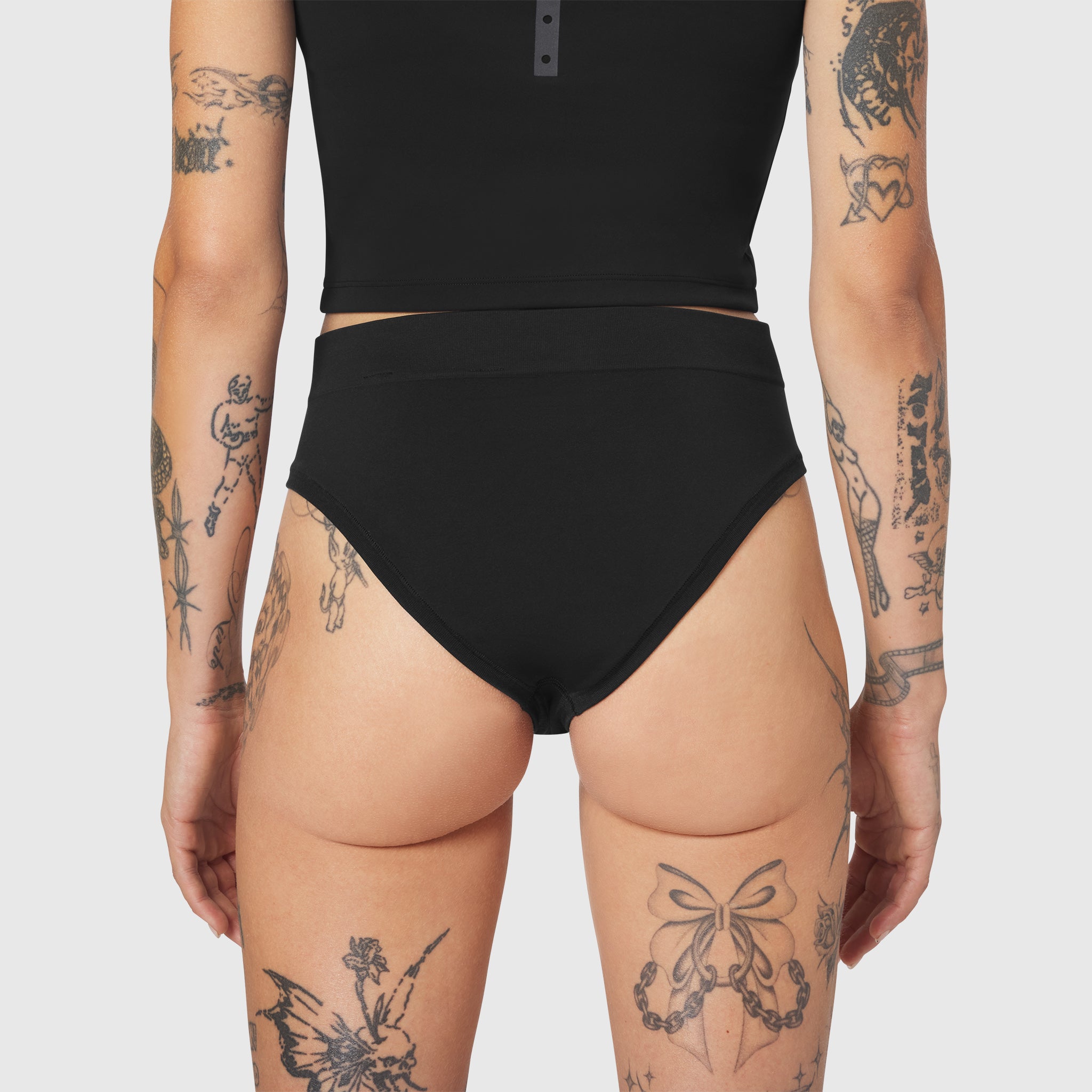 W098 LYCRA® ADAPTIV Seamless Underwear in black, rear view on model