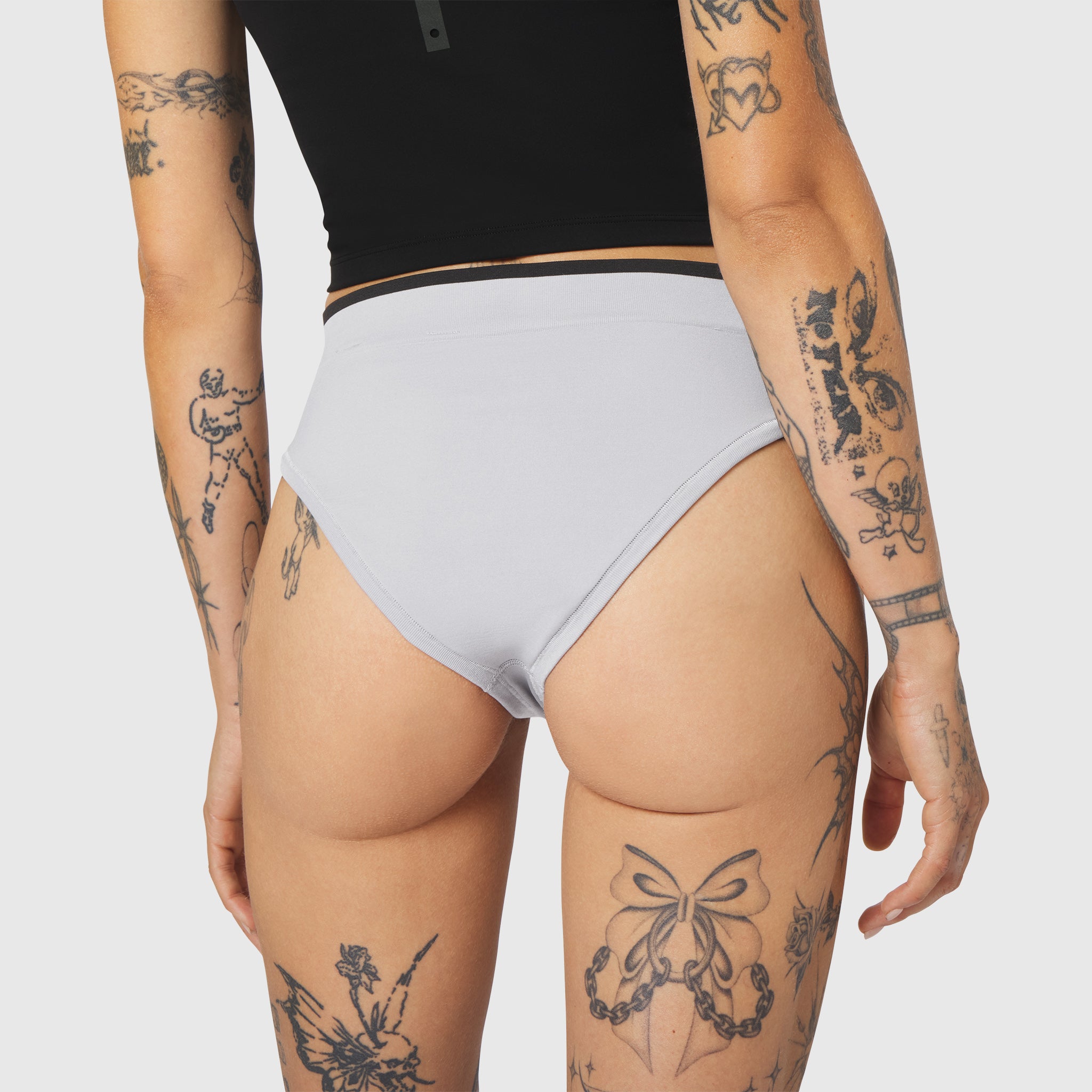 W098 LYCRA® ADAPTIV Seamless Underwear in Slate Grey, rear view on model