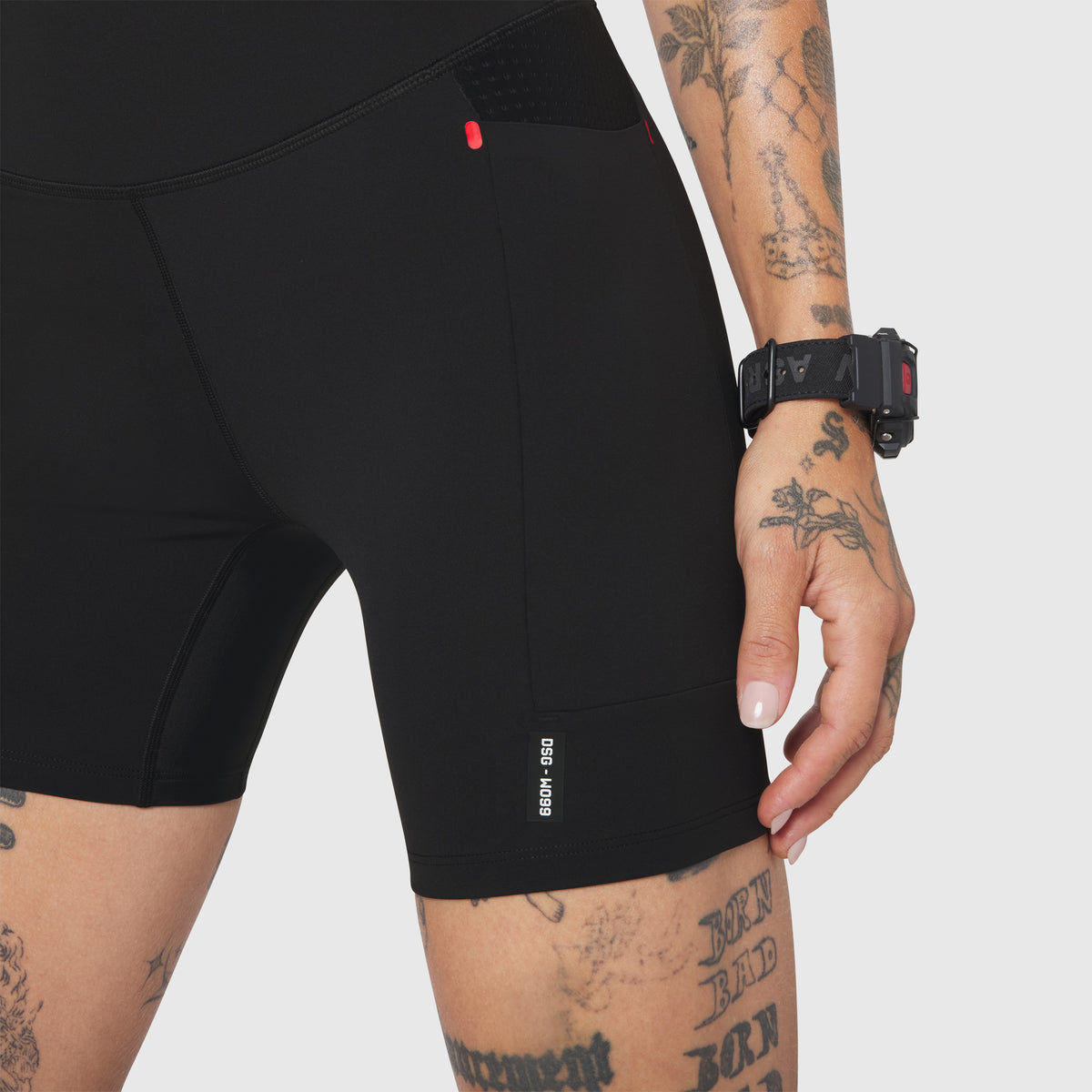 W099 LYCRA® ADAPTIV Hybrid Bike Short in Black, worn on model